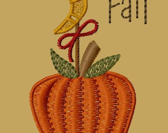 NEW-MACHINE EMBROIDERY-Pumpkin with Stick Moon 4X4-Fill