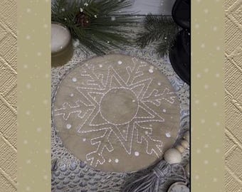 Star Snowflake Candle Mat by Primitive Stitches--Primitive Stitchery E-Pattern--Instant Download