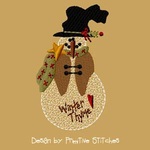 MACHINE EMBROIDERY-Winter Thyme Snowman-4x4-Instant Download
