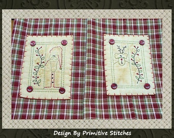 Kolekcja ręczników świątecznych Prim – wzór Primitive Stitchery – WZÓR E-PATTERN – NATYCHMIASTOWE POBIERANIE