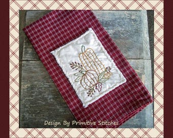 Prim Pumpkin Handtuch Kollektion 1-Primitive Stitchery E-PATTERN-Instant Download