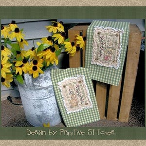 Prim Fall Hand Towel Collection-Primitive Stitchery Pattern-E-PATTERN-INSTANT DOWNLOAD
