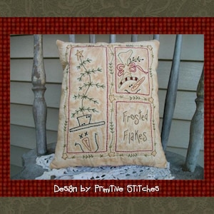 Frosted Flakes-Snowmen-Primitive Stitchery E-PATTERN-Instand Download