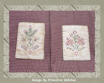 Floral Bouquet Handtuch Kollektion-Primitive Stitchery E-MUSTER-Instant Download