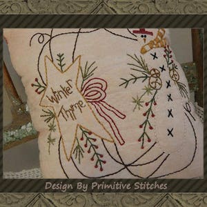 Prim Winterkranz-Primitive Stickerei E-PATTERN-Instand Download