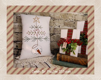 Snow Angel Tree-Primitive Stitchery E-PATTERN-INSTANT DOWNLOAD