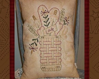 Love Korb-Primitive Stickerei E-MUSTER-SOFORTDOWNLOAD