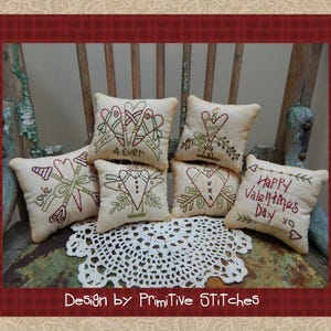 4-Ever Valentine Mini Collection 1-Primitive Stitchery  E-PATTERN by Primitive Stitches-Instant Download