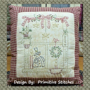 Winter Window 1-Primitive Stitchery  E-PATTERN by Primitive Stitches-Instant Download