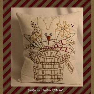 バニーバスケット - プリミティブステッチのEパターン（Primitive Stitches製）- 即時ダウンロード