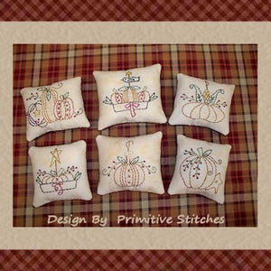 Kolekcja Mini Dyni 1-Primitive Stitchery E-WZÓR autorstwa Primitive Stitches-Natychmiastowe pobranie