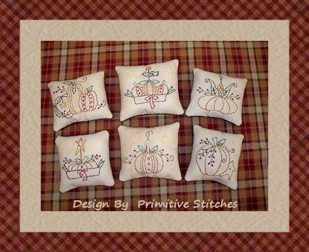Pumpkin Mini Collection 1-Primitive Stitchery  E-PATTERN by Primitive Stitches-Instant Download