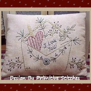 Liefdesbrief: primitief borduurpatroon E-PATTERN by Primitive Stitches: direct downloaden