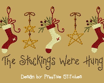 NEW-MACHINE EMBROIDERY-The Stockings Were Hung-Border-5X7-Fill