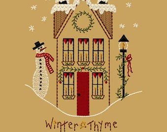 MACHINE EMBROIDERY-Winter Thyme Saltbox-5x7-Fill-Instant Download