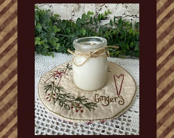 Gingers Candle Mat by Primitive Stitches-Primitive Stitchery E-Pattern-Instant Download