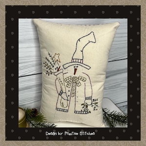 Mr. Mittens Snowman-Primitive Stitchery E-PATTERN-Instant Download