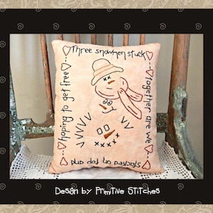 Stacked Snowmen-Primitive Stitchery E-PATTERN-Instant Download