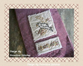 Olde Crow  Hand Towel Collection 1-Mix and Match-Primitive Stitchery  E-PATTERN-Instant Download