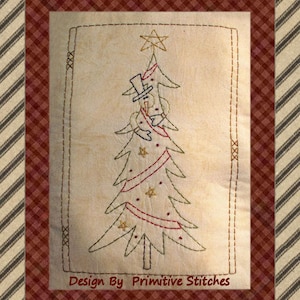 Snowman Tree-Primitive Stitchery  E-PATTERN by Primitive Stitches-Instant Download