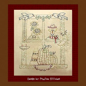 Fenêtre automnale 2-PATTERN E-PATTERN par Primitive Stitches-Téléchargement instantané