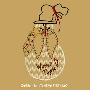 MACHINE EMBROIDERY-Winter Thyme Snowman-4x4-CW-Instant Download