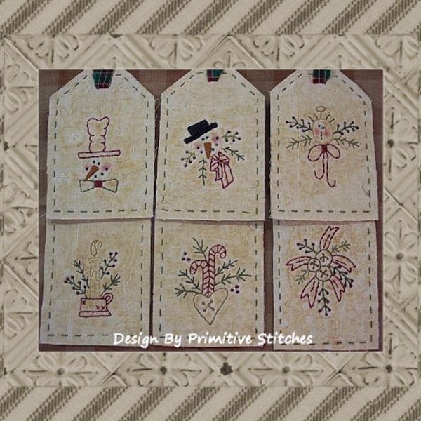 Wintertime Mini Collection 1-Primitive Stitchery Pattern by Primitive Stitches-Instant Download