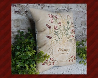 Wildflowers-Primitive Stitchery  E-PATTERN by Primitive Stitches-Instant Download