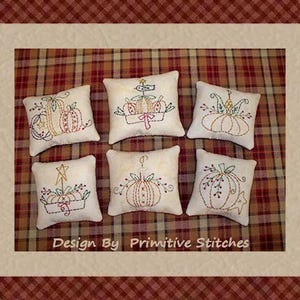 Mini kolekcja dyni 1 – Primitive Stitchery E-PATTERN firmy Primitive Stitches – natychmiastowe pobranie