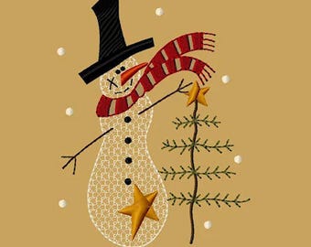 MACHINE EMBROIDERY-Charlie the Snowman-5x7 -Instant Download
