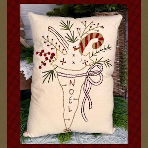 Bonnet Noël - Primitive Stitchery - MOTIF E par Primitive Stitches - Téléchargement instantané