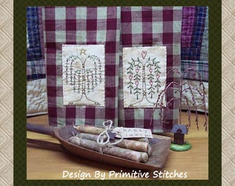 The Willow Handtuch Kollektion 1-Primitive Stitchery E-MUSTER-Instant Download