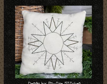 Snowflake Candle Mat 2 by Primitive Stitches--Primitive Stitchery E-Pattern--Instant Download