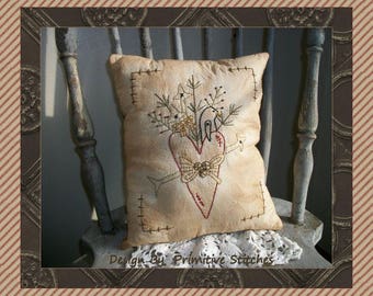 Prim Valentine Herz--Primitive Stitchery E-PATTERN-von Primitive Stitches-Sofortdownload