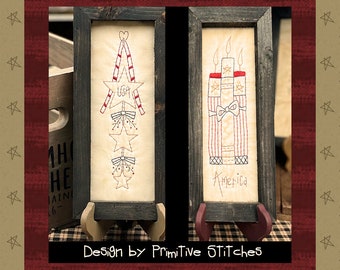 Americana Firecrackers-Swag-Primitive Stitchery E-PATTERN od Primitive Stitches-Natychmiastowe pobranie