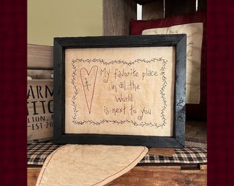 My Favorite Place--Primitive Stitchery E-PATTERN by Primitive Stitches-Instant Download