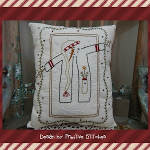 Blizzard-Snowman--Primitive Stitchery E-PATTERN by Primitive Stitches-Instant Download