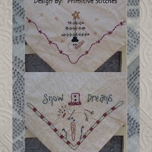Snow Dreams Bread Cloth-Primitive Stitchery-Instant Download