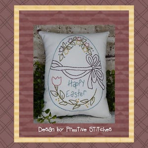 Happy Easter Egg-Primitive Stitchery E-PATROON van Primitive Stitches-Directe download