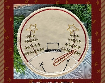Frosty Freddie Candle Mat by Primitive Stitches-Primitive Stitchery E-Pattern-Instant Download