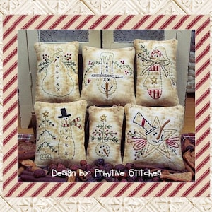 Snowman Mini Collection 1-Primitive Stitchery  E-PATTERN by Primitive Stitches-Instant Download