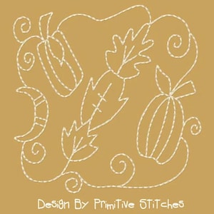 MACHINE EMBROIDERY REDWORK-Block-Fall Stippling--3 Sizes-5-6-7 Inch-Instant Download