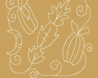 MACHINE EMBROIDERY REDWORK-Block-Fall Stippling--3 Sizes-5-6-7 Inch-Instant Download
