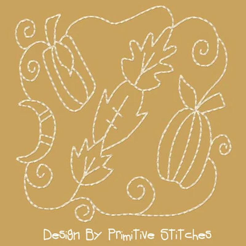 MACHINE EMBROIDERY Redwork-block-fall Stippling--3 Sizes-5-6-7 Inch ...