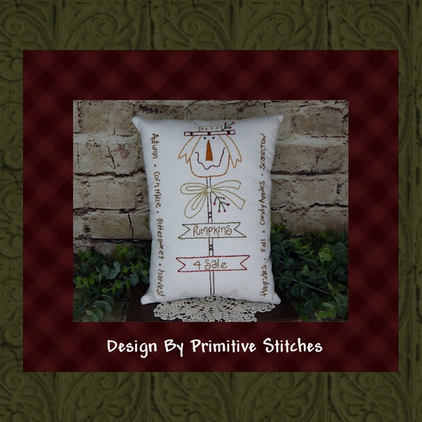 NEW-Fall-Pumpkin 4 Sale-Primitive Stitchery  E-PATTERN by Primitive Stitches-Instant Download