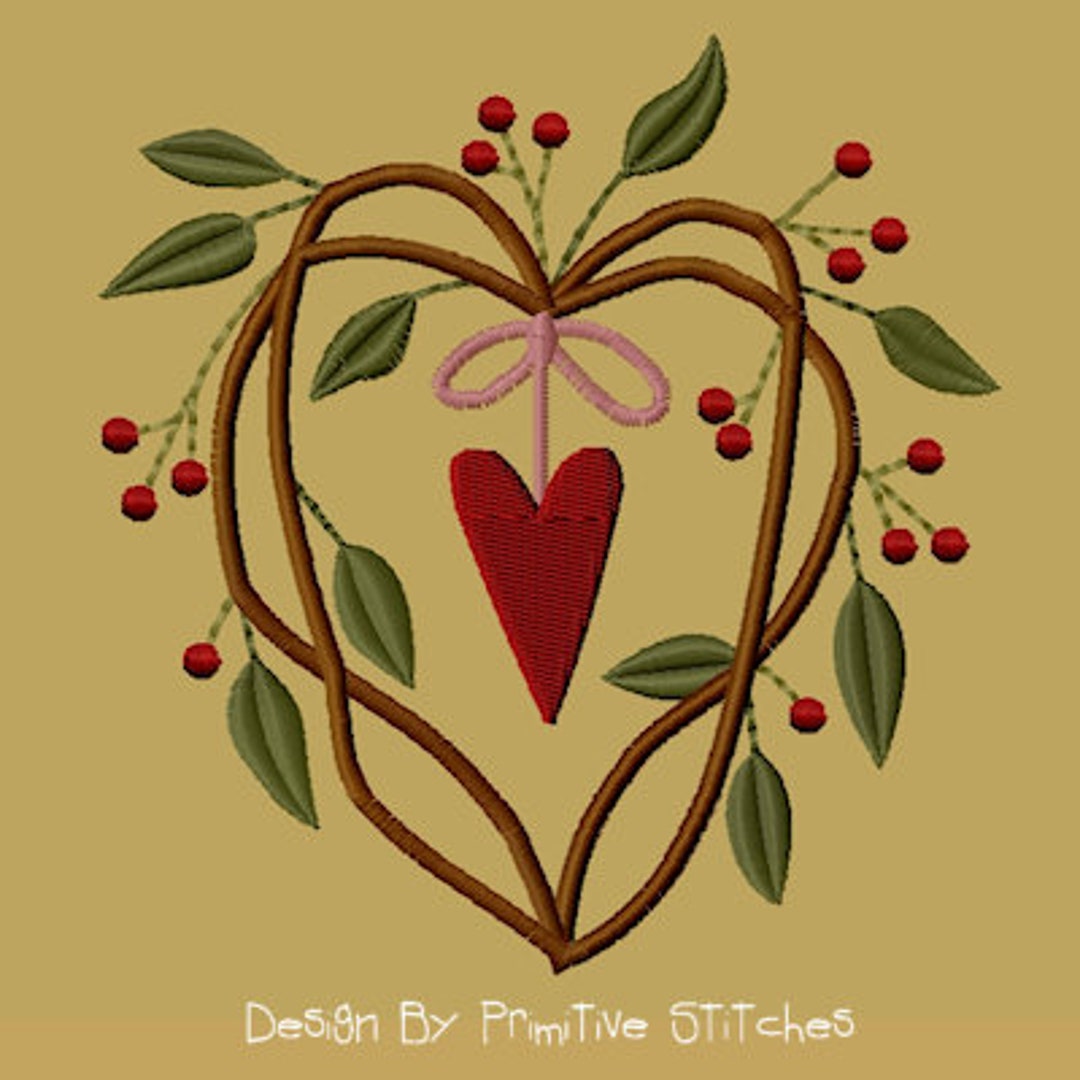 MACHINE Embroideryheart Wreath5x5fillinstant Download Etsy