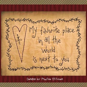Mein Lieblingsplatz - Primitive Stiche E-PATTERN von Primitive Stitches-Sofortdownload