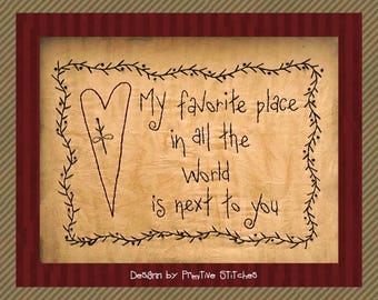 My Favorite Place--Primitive Stitchery E-PATTERN by Primitive Stitches-Instant Download