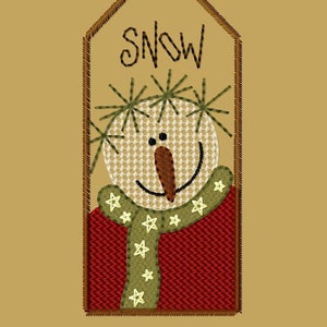 MACHINE EMBROIDERY-Garland Snowman Tag-5x7-Fill-Instant Download