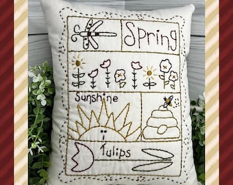 Frühling Muster-Primitive Stichmuster-- E-PATTERN-Instant Download